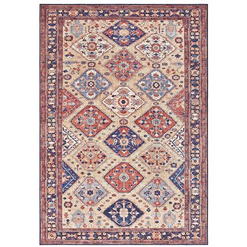 Elle Decor Afghan Kelim Oosters tapijt laagpolig vintage look Oosters ornamentpatroon klassiek oosters tapijt voor woonkamer, eetkamer, hal of slaapkamer, Oosterse rood, 160 x 230 cm