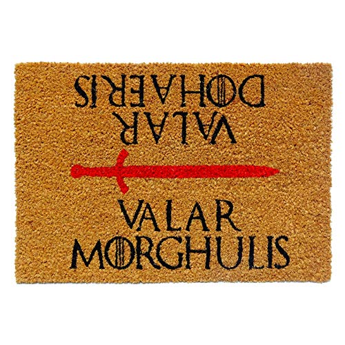 KOKO DOORMATS Originele Valar Morghulis deurmat voor de entree, originele en grappige deurmat voor entree, huis, deur, terras of tuin, kokosvezel en pvc, 40 x 60 x 1,5 cm