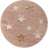 the carpet Monde Kids Zacht sterrentapijt, sterrenhemel, kindertapijt, hoog-laag-effect, onderhoudsvriendelijk, kleurecht, sterren, roze, 120 cm rond