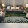 CIHCOHOME Harald Sohlberg stijl vloerkleed groen landelijk landschap tapijt antislip witte bloem indoor mat klein gebied tapijt voor slaapkamer entree decor 150 x 21 cm