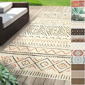 Floordirekt Indoor & Outdoor tapijt Aztec onderhoudsvriendelijk & UV-bestendig vloerbedekking voor terras, balkon, keuken, hal & woonkamer robuust plat weefsel & modern design (geel, 120 x 170 cm)