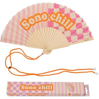 Fisura Originele waaier met het opschrift "Sono Chill", moderne en kleurrijke houten waaiers, roze handventilator, inclusief hanger, grappig cadeau-idee, 42,5 x 23 cm Fisura Originele waaier met het opschrift "Sono Chill", moderne en kleurrijke houten waaiers, roze handventilator, inclusief hanger, grappig cadeau-idee, 42,5 x 23 cm