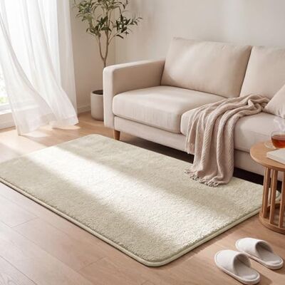 VOUNOT ® Vloerkleed Woonkamer 120x160 cm, Zacht Laagpolig Tapijt met Antislip Rug & Extra Antislipmat, Fluffy Kleed voor Slaapkamer Kinderkamer Eetkamer, Beige VOUNOT ® Vloerkleed Woonkamer 120x160 cm, Zacht Laagpolig Tapijt met Antislip Rug & Extra Antislipmat, Fluffy Kleed voor Slaapkamer Kinderkamer Eetkamer, Beige