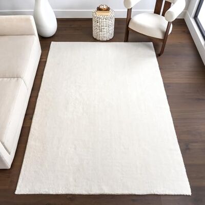 nuLOOM Pluche tapijt, machinewasbaar, antislip, zacht, shaggy tapijt voor woonkamer, slaapkamer, kinderkamer, woondecoratie, 122 x 183 cm, Loni wit nuLOOM Pluche tapijt, machinewasbaar, antislip, zacht, shaggy tapijt voor woonkamer, slaapkamer, kinderkamer, woondecoratie, 122 x 183 cm, Loni wit
