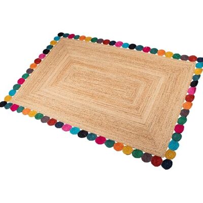 DRW Natuurlijk jute tapijt met ronde randen, meerkleurig, 300 x 200 x 1 cm DRW Natuurlijk jute tapijt met ronde randen, meerkleurig, 300 x 200 x 1 cm