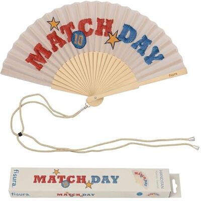 Fisura Originele waaier met opschrift "Match Day", moderne kleurrijke houten waaiers, rood en blauw, inclusief hanger, grappig cadeau-idee, 42,5 x 23 cm Fisura Originele waaier met opschrift "Match Day", moderne kleurrijke houten waaiers, rood en blauw, inclusief hanger, grappig cadeau-idee, 42,5 x 23 cm