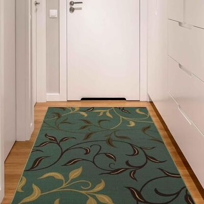 Ottomanson Ottohome Vloerkleed - Antislip rubberen achterkant, Modern bladeren ontwerp, 100x150 cm Ottomanson Ottohome Vloerkleed - Antislip rubberen achterkant, Modern bladeren ontwerp, 100x150 cm