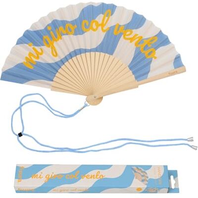 Fisura Originele waaier met het opschrift "Col Vento", moderne en kleurrijke houten waaiers, blauwe handventilator, hanger inbegrepen, grappig cadeau-idee, 42,5 x 23 cm Fisura Originele waaier met het opschrift "Col Vento", moderne en kleurrijke houten waaiers, blauwe handventilator, hanger inbegrepen, grappig cadeau-idee, 42,5 x 23 cm
