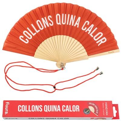 Fisura Originele waaier met opschrift "c*llons quina calor", moderne houten waaiers, rood-wit, 42,5 x 23 cm, Quina Calor, rood, 24 x 4 x 1,5 Fisura Originele waaier met opschrift "c*llons quina calor", moderne houten waaiers, rood-wit, 42,5 x 23 cm, Quina Calor, rood, 24 x 4 x 1,5