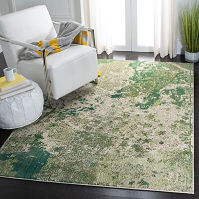 SAFAVIEH Hedendaags tapijt voor woonkamer, eetkamer, slaapkamer, Madison-collectie, laagpolig, groen en ivoor, 91 x 91 cm SAFAVIEH Hedendaags tapijt voor woonkamer, eetkamer, slaapkamer, Madison-collectie, laagpolig, groen en ivoor, 91 x 91 cm