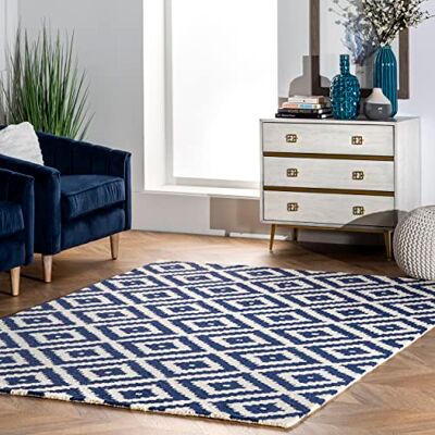 nuLOOM Kellee Hand Tufted Geometrische Wol Accent Tapijt, 2x3, Navy nuLOOM Kellee Hand Tufted Geometrische Wol Accent Tapijt, 2x3, Navy