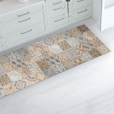 CREARREDA 83621 Keukenloper 180 x 50 cm, cementine oker vinyl, antislip en wasbaar, keukenmat, antislip en wasbaar, 100% Made in Italy, 83621 CREARREDA 83621 Keukenloper 180 x 50 cm, cementine oker vinyl, antislip en wasbaar, keukenmat, antislip en wasbaar, 100% Made in Italy, 83621