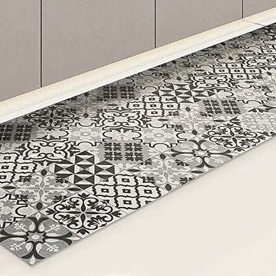 CREARREDA Keukentapijt, 120 cm x 50 cm, grijs, antislip en wasbaar vinyl, voor keuken, van vinyl, antislip, voor de keuken, 100% Made in Italy CREARREDA Keukentapijt, 120 cm x 50 cm, grijs, antislip en wasbaar vinyl, voor keuken, van vinyl, antislip, voor de keuken, 100% Made in Italy