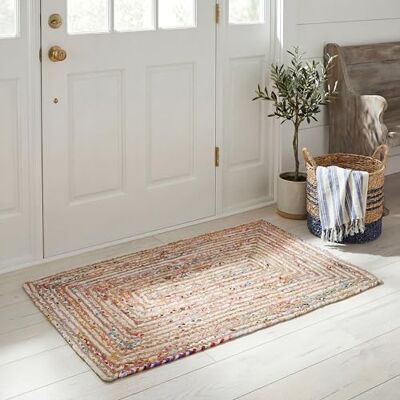 Safavieh Cape Cod Collection Accent tapijt 2 'x 3', beige & multi, handgemaakte boho gevlochten jute en katoen, ideaal voor veel verkeer gebieden bij entree, woonkamer, slaapkamer (CAP202B) Safavieh Cape Cod Collection Accent tapijt 2 'x 3', beige & multi, handgemaakte boho gevlochten jute en katoen, ideaal voor veel verkeer gebieden bij entree, woonkamer, slaapkamer (CAP202B)