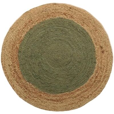 Atout Ciel Rond vloerkleed van gevlochten jute, tweekleurig, naturel en kaki, 120 cm Atout Ciel Rond vloerkleed van gevlochten jute, tweekleurig, naturel en kaki, 120 cm