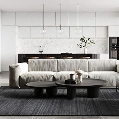 HAMID Kavir Vloerkleed, effen, modern, zacht, handgeweven, vloerkleed voor woonkamer, slaapkamer, woonkamer, zwart (400 x 300 cm) HAMID Kavir Vloerkleed, effen, modern, zacht, handgeweven, vloerkleed voor woonkamer, slaapkamer, woonkamer, zwart (400 x 300 cm)