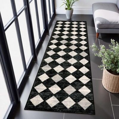 Lahome Marokkaans trellis tapijtloper 2 x 8 cm zwart gangloper tapijt met rubberen achterkant, geruite keuken, antislip tapijtloper, wasbare binnenmat voor camper, entree, badkamer, hardhouten vloer Lahome Marokkaans trellis tapijtloper 2 x 8 cm zwart gangloper tapijt met rubberen achterkant, geruite keuken, antislip tapijtloper, wasbare binnenmat voor camper, entree, badkamer, hardhouten vloer