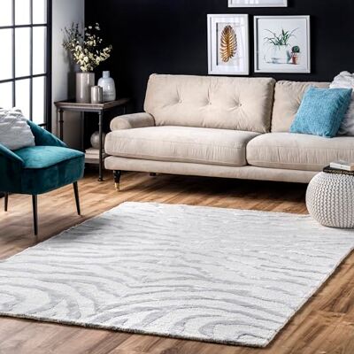 nuLOOM Zebra Hand Tufted Pluche Accent Wol Tapijt, 2' x 3', Grijs hedendaags 2' x 3' Grijs nuLOOM Zebra Hand Tufted Pluche Accent Wol Tapijt, 2' x 3', Grijs hedendaags 2' x 3' Grijs