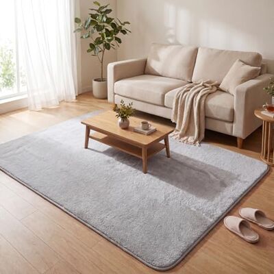 VOUNOT ® Vloerkleed Woonkamer 160x230 cm, Zacht Laagpolig Tapijt met Antislip Rug & Extra Antislipmat, Fluffy Kleed voor Slaapkamer Kinderkamer Eetkamer, Grijs VOUNOT ® Vloerkleed Woonkamer 160x230 cm, Zacht Laagpolig Tapijt met Antislip Rug & Extra Antislipmat, Fluffy Kleed voor Slaapkamer Kinderkamer Eetkamer, Grijs