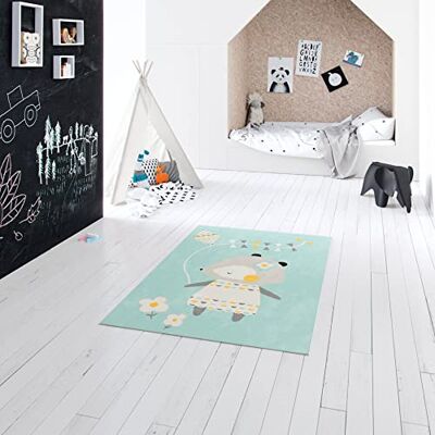 Rugs Essentials BALTA Kindertapijt Beer, rechthoekig laagpolig tapijt, ideaal voor de kinderkamer speelkamer, onderhoudsvriendelijk vuilafstotend, polypropyleen, 120x170 cm, blauw meerkleurig Rugs Essentials BALTA Kindertapijt Beer, rechthoekig laagpolig tapijt, ideaal voor de kinderkamer speelkamer, onderhoudsvriendelijk vuilafstotend, polypropyleen, 120x170 cm, blauw meerkleurig