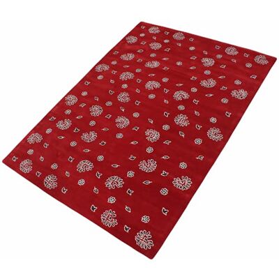 WAWA TEPPICH Modern tapijt rood met de hand getuft 100% wollen tapijt handgemaakt 140 x 200 cm WAWA TEPPICH Modern tapijt rood met de hand getuft 100% wollen tapijt handgemaakt 140 x 200 cm