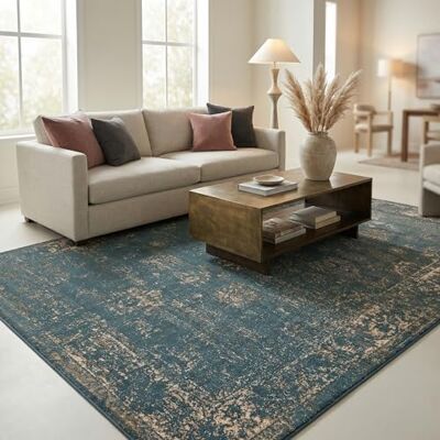 Unique Sofia Collection Vloerkleed Casino (5' 1" x 8' rechthoek, blauw/ivoor) Unique Sofia Collection Vloerkleed Casino (5' 1" x 8' rechthoek, blauw/ivoor)