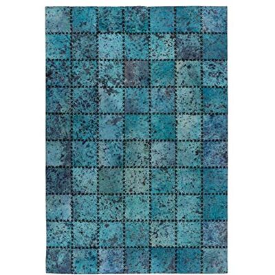 One Couture Leder patchwork tapijt bont tapijten leder tapijt genaaid stiksel blauw turquoise woonkamertapijt eetkamertapijt tapijtloper gang loper, grootte: 120cm x 170cm One Couture Leder patchwork tapijt bont tapijten leder tapijt genaaid stiksel blauw turquoise woonkamertapijt eetkamertapijt tapijtloper gang loper, grootte: 120cm x 170cm