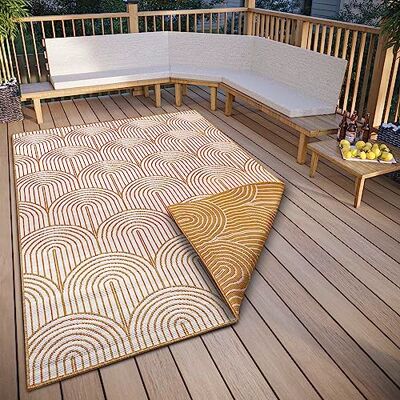 HANSE Home Pangli Outdoor tapijt, weerbestendig, omkeerbaar tapijt, Scandinavische boho-stijl, waterdicht, effen, geometrisch 3D-effect voor tuin, balkon, terras, woonkamer, oker, 200 x 290 cm HANSE Home Pangli Outdoor tapijt, weerbestendig, omkeerbaar tapijt, Scandinavische boho-stijl, waterdicht, effen, geometrisch 3D-effect voor tuin, balkon, terras, woonkamer, oker, 200 x 290 cm