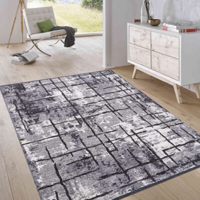 Jimri Laagpolig omkeerbaar tapijt plat geweven tapijt voor slaapkamer & woonkamer, entree, hal machinaal gemaakt, zachte polyester & katoenen lopers gestreept lichtgrijs, maat: 75x150 cm Jimri Laagpolig omkeerbaar tapijt plat geweven tapijt voor slaapkamer & woonkamer, entree, hal machinaal gemaakt, zachte polyester & katoenen lopers gestreept lichtgrijs, maat: 75x150 cm