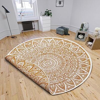 HANSE Home freundin Home Collection Lilja Omkeertapijt voor binnen en buiten, rond, plat weefsel, boho-design, Oeko-Tex, weerbestendig en uv-bestendig, voor balkon, terras, tuin, oker, ø 200 cm HANSE Home freundin Home Collection Lilja Omkeertapijt voor binnen en buiten, rond, plat weefsel, boho-design, Oeko-Tex, weerbestendig en uv-bestendig, voor balkon, terras, tuin, oker, ø 200 cm