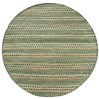 HAMID Olivia wollen jute vloerkleed, handgeweven wollen en jute vloerkleed voor woonkamer, slaapkamer, naturel groen, (100x100 cm) HAMID Olivia wollen jute vloerkleed, handgeweven wollen en jute vloerkleed voor woonkamer, slaapkamer, naturel groen, (100x100 cm)