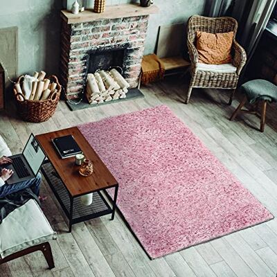 ECOMMERC3 Exclusief tapijt voor woonkamer, lang, roze, 60 x 120 cm, zachte textuur, zeer gevoerd, tapijt van polyester en jute op de achterkant ECOMMERC3 Exclusief tapijt voor woonkamer, lang, roze, 60 x 120 cm, zachte textuur, zeer gevoerd, tapijt van polyester en jute op de achterkant