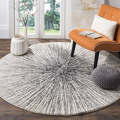 SAFAVIEH Traditioneel tapijt voor woonkamer, eetkamer, slaapkamer, Evoke Collectie, laagpolig, grijs en neutraal, 120 x 120 cm SAFAVIEH Traditioneel tapijt voor woonkamer, eetkamer, slaapkamer, Evoke Collectie, laagpolig, grijs en neutraal, 120 x 120 cm