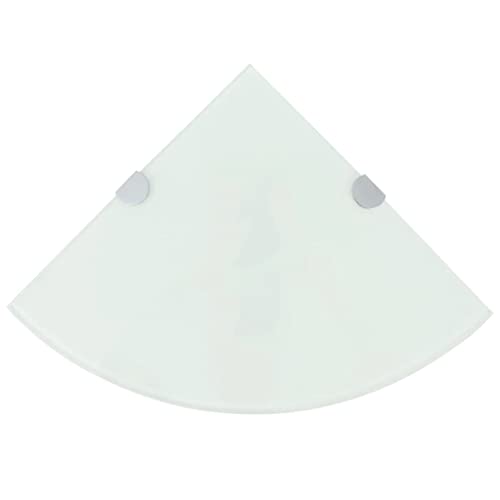 TEKEET Rekken-Hoekplank met Chroom Steunen Glas Wit 35x35 cm-Meubilair