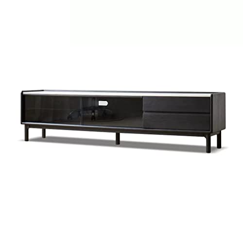 BAOLIANG Media-opbergkast Tv-meubel Leisteen marmeren aanrecht Woonkamer met 2 lades en helderglazen deuren Entertainment Media Center Console Tv-tafel (Color : M-180cm)