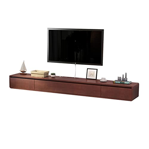 XIBANY Wandmontage Tv Unit 47.2/55.1Inch Zwevende Tv Stand Wandmontage Hout Entertainment Center Media Console met 2 Lade, Wandmontage Tv Multimedia Opslag Plank Unit/E/140Cm/55.1In Feito na China