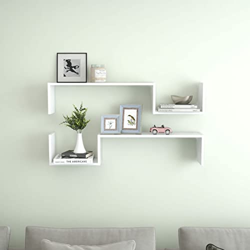 BaraSh 2 witte wandplanken 100 x 15 x 20 cm van multiplex, meubels, planken, planken en planken voor muren