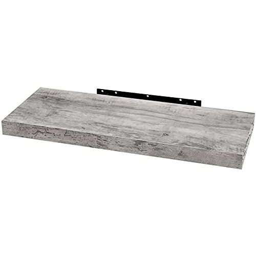 WOLTU RG9319grei 1 Stuck Zwevende plank Wandrek CD-rek in MDF,Kantoorplank Hangende plank 60x22.9x3.8cm,Grijs Eiken