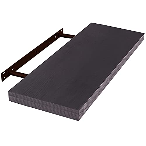 EUGAD 0129QJ Wandplank, boekenplank, hangplank, dvd-plank, cd-plank, plank, hout, 120 cm, zwart