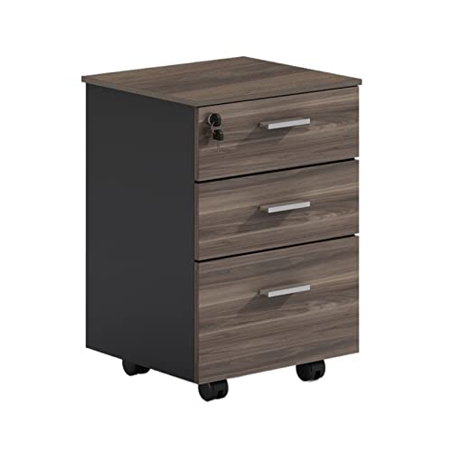 ESOTO Moderne Archiefkast Hout Laterale Archiefkast Rollende Archiefkast met Slot 3 Lade Rechtopstaande Archiefkast Onder Bureau Kantoor Brief/Archiefkast Verticale Archiefkast (Color : A)