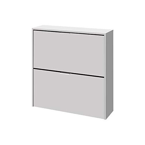 Habitdesign Schoenrek 2 Deurs, Schoenrek Smal, Afgewerkt in Wit, Afmetingen: 75 cm (Breedte) x 76 cm (Hoogte) x 22 cm (Diepte)