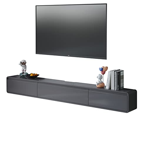 XIBANY Wandmontage tv-meubel Wandmontage tv-kastconsole, 47,2/59 inch zwevende tv-standaard Wandmontage met 2 lades, wandmontage media-entertainmentcentrum Wand-tv-unit, multimedia-opslagplanken/a/Feito na