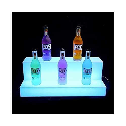TOYOCC Bar Alcohol Flessen Stand, LED Wijnfleshouder, 2-traps veranderlijke LED-verlichte Alcoholflesdisplay   Verlicht flessenrek