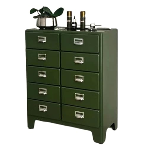 HEWOOJA Commode Retro Bank Zijkast Metalen Lade Opbergruimte Decoratieve Opbergkast Tien Woonkamer Zijkast Opbergkast (Color : Green, Size : A)