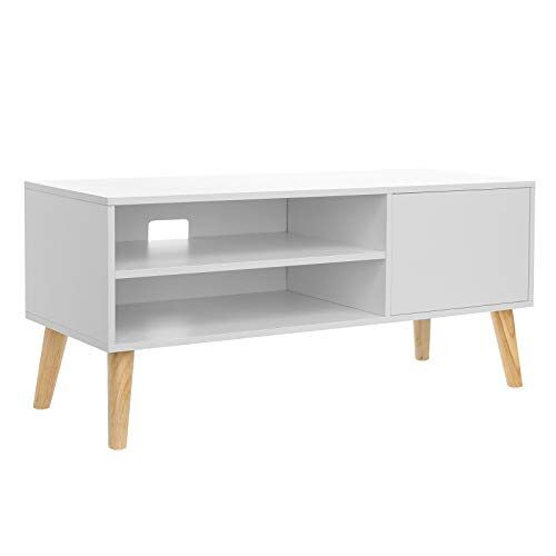 VASAGLE Tv-kast, lowboard, televisiekast voor televisies tot 50 inch, 110 cm lang, televisietafel, voor woonkamer, industrieel design, wit LTV09WT