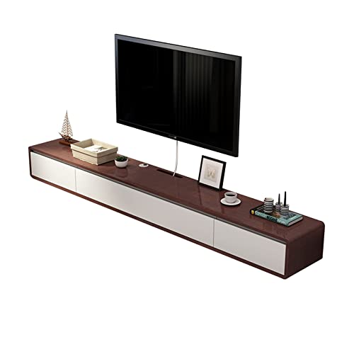 XIBANY Wandmontage Tv Unit 47.2/55.1Inch Zwevende Tv Stand Wandmontage Hout Entertainment Center Media Console met 2 Lade, Wandmontage Tv Multimedia Opslag Plank Unit/D/140Cm/55.1In Feito na China