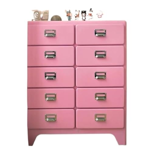 PSUFURV Commode Retro Bank Zijkast Metalen Lade Opbergruimte Decoratieve Opbergkast Tien Woonkamer Zijkast Lade Opbergkast (Color : Pink, Size : A)