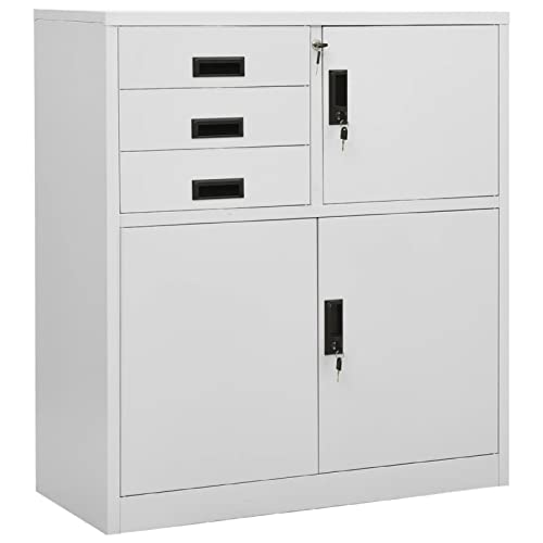 LAPOOH Kantoorkast Lichtgrijs 90x40x102 cm Staal, File Cabinet, Kantoorkast, Kantoormeubilair