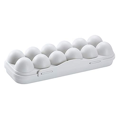 Nother WusyStore 12 Grid Egg Opbergdoos, plastic eierhouder, eierdozen met deksel, geschikt voor koelkast, buiten (grijs)