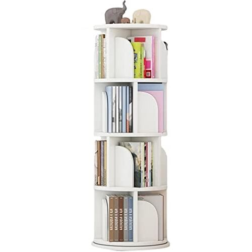 CLNBKLS Roterende boekenplank 360 graden, hoge boekenkast plankopslag smalle plank boekenopslag, organizer CD-plank (kleur: roze, maat: 50 * 129 cm) (wit 50 * 129 cm)